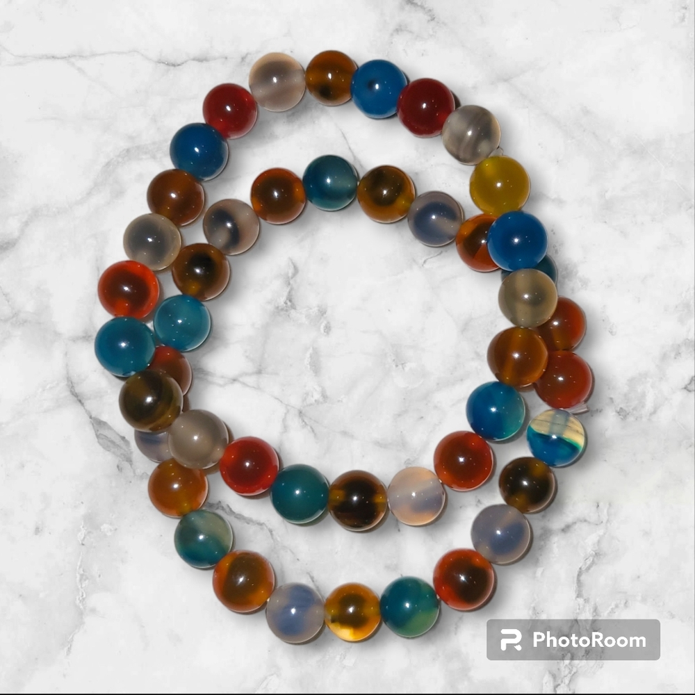Multi-colored Sugar Heart Agate Bead Bracelets